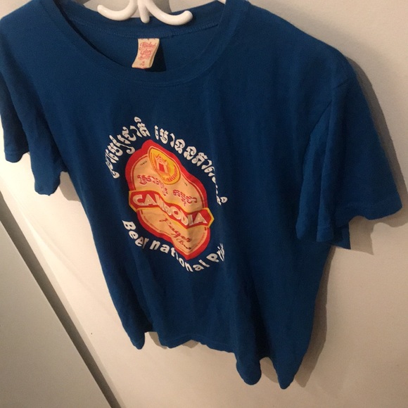 Faded Glory Ultra Soft Blue Cambodia National Beer tshirt - Picture 2 of 4